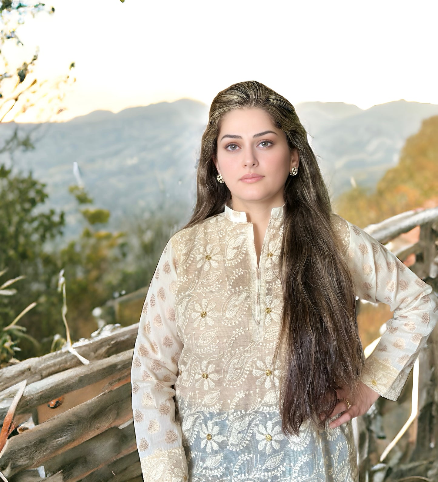 Exquisite Full Embroidery Shirt with Thread and Tila Work