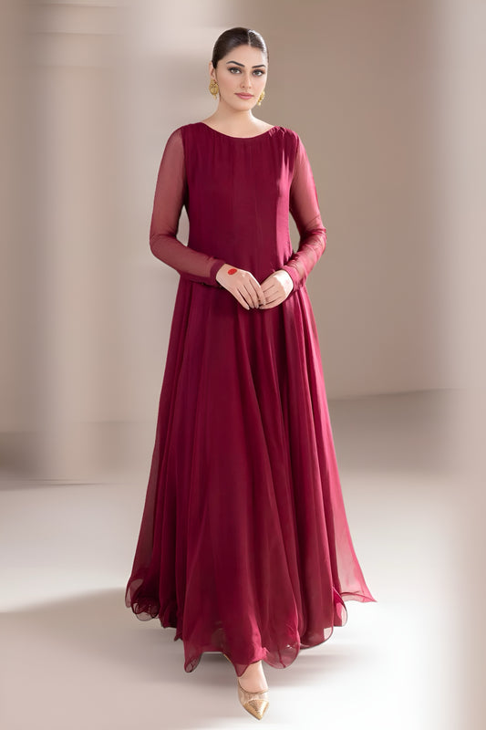 Flared Hem Chiffon Frock - Effortless Elegance