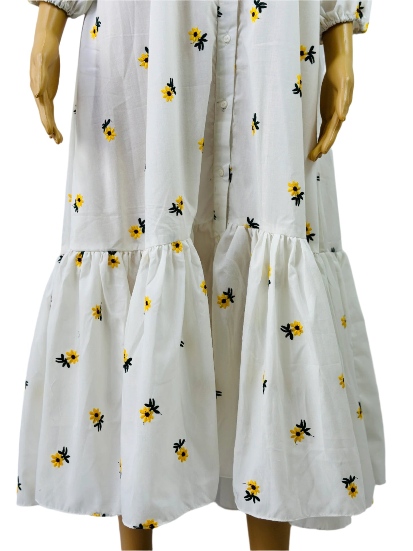 Embroidered Cotton White Dress