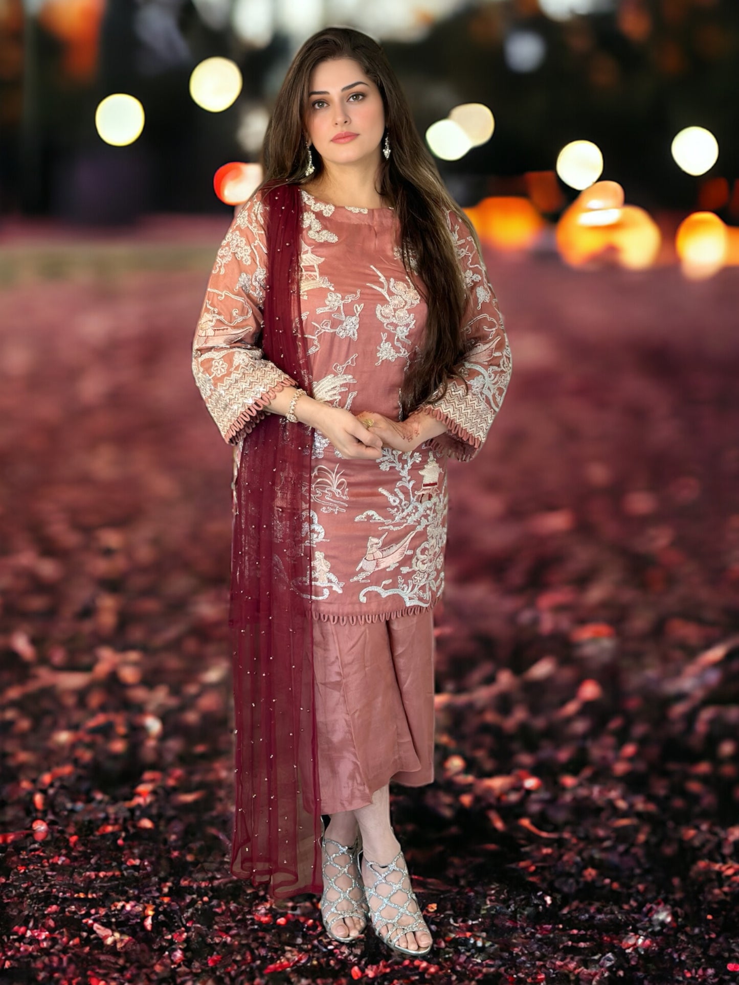 Regal Grace: Elegant Embroidery Two-Piece Suit