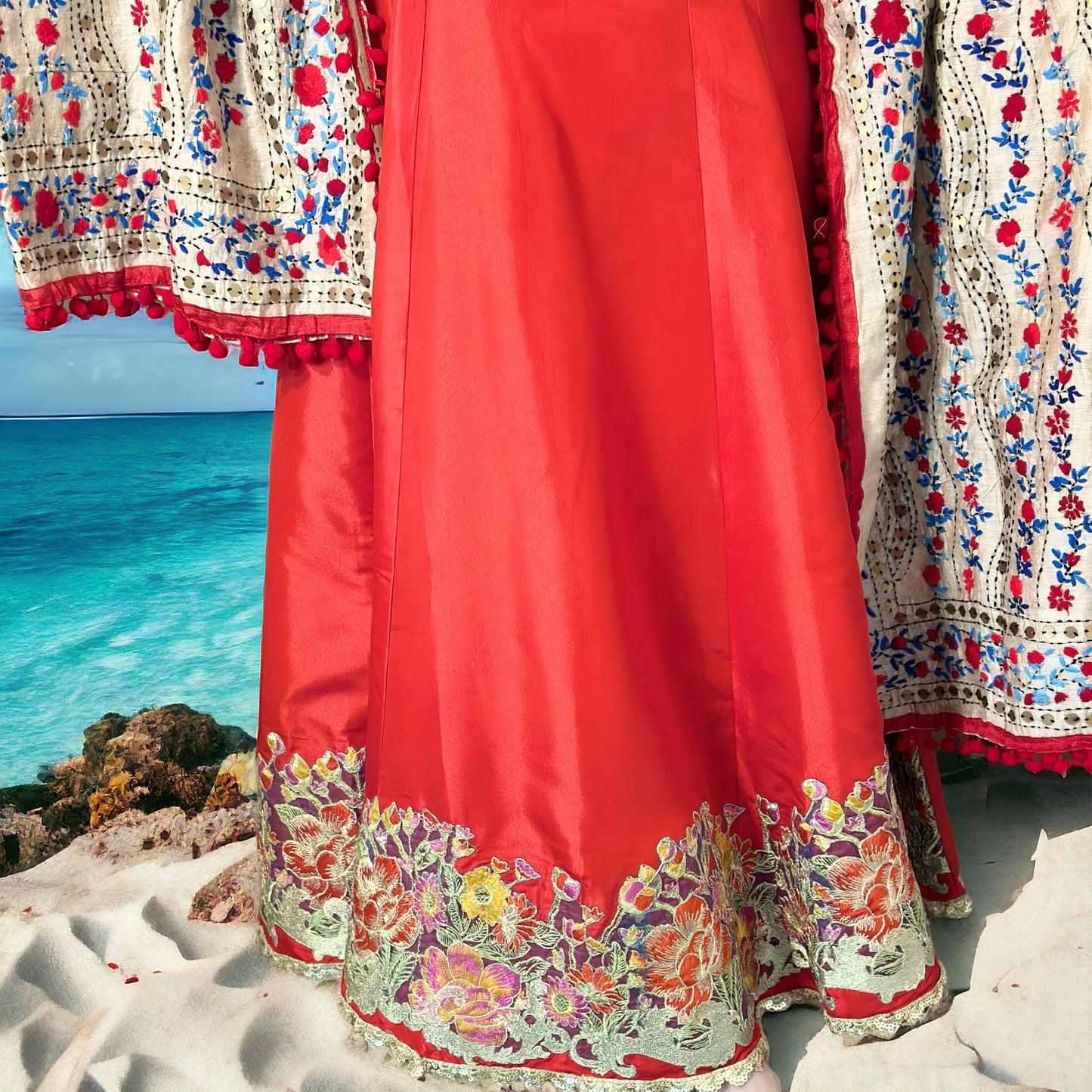 Regal Splendor: Embroidered Three-Piece Suit with Handcrafted Details